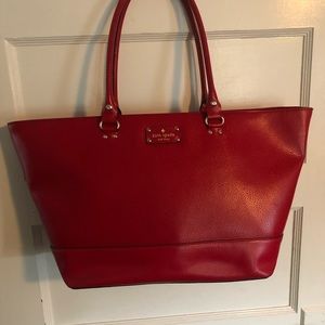 Big beautiful leather red Kate Spade tote.